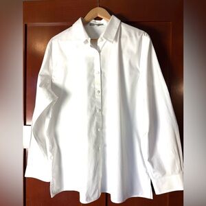 Foxcroft Women’s Crisp White Cotton Button Down Shirt Size 18W